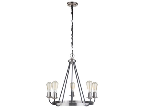 Craftmade Randolph 5-Light Flat Black Brushed Polished Nickel Chandelier
