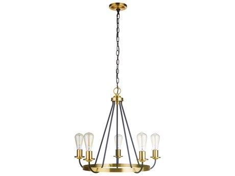 Craftmade Randolph 5-Light Flat Black Satin Brass Chandelier
