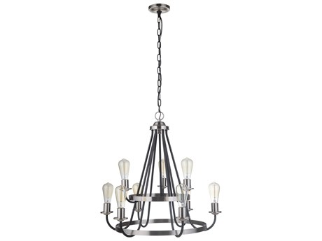 Craftmade Randolph 9-Light Flat Black Brushed Polished Nickel Tiered Chandelier