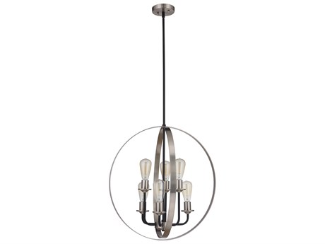 Craftmade Randolph 6-Light Flat Black Brushed Polished Nickel Globe Chandelier