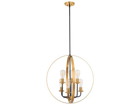 Craftmade Randolph 6-Light Flat Black Satin Brass Globe Chandelier