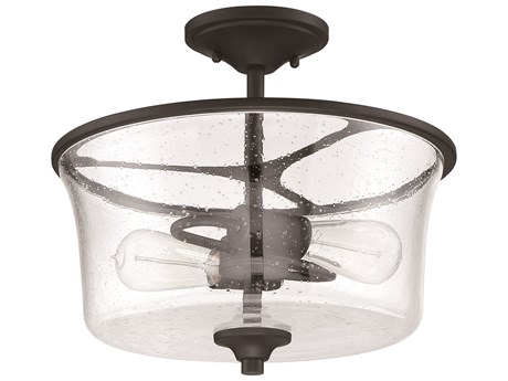 Craftmade Gwyneth 2-Light Flat Black Glass Drum Semi Flush Mount
