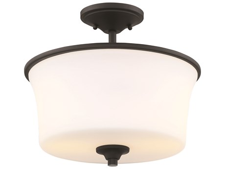 Craftmade Gwyneth 2-Light Flat Black Glass Drum Semi Flush Mount