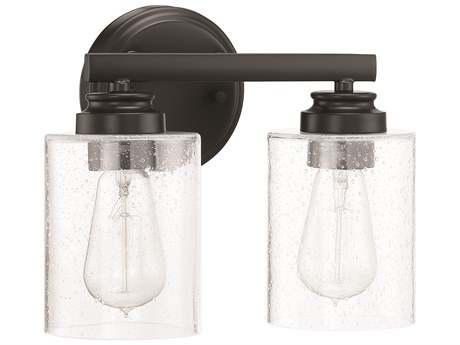 Craftmade Bolden 2-Light Flat Black Glass Vanity Light