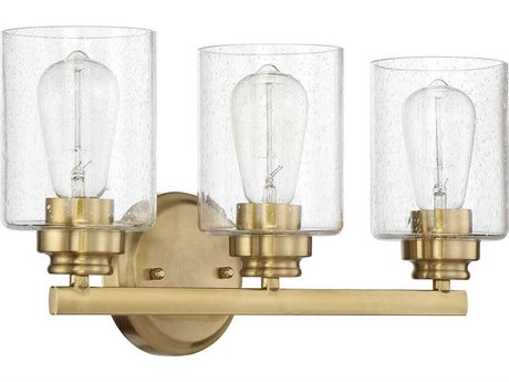 Craftmade Bolden 3-Light Satin Brass Glass Vanity Light