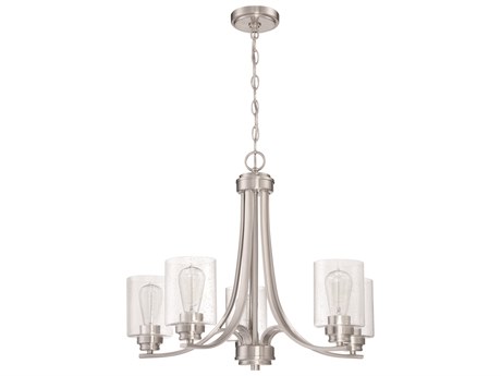 Craftmade Bolden 5-Light Brushed Polished Nickel Glass Cylinder Chandelier