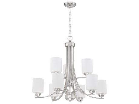 Craftmade Bolden 9-Light Brushed Polished Nickel Glass Cylinder Tiered Chandelier