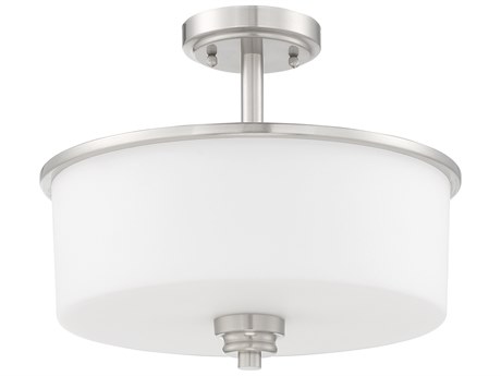 Craftmade Bolden 2-Light Brushed Polished Nickel Glass Drum Pendant