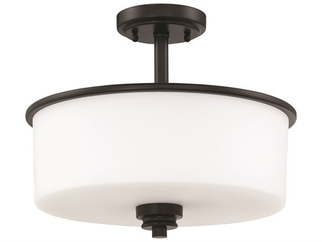 Craftmade Bolden 2-Light Flat Black Glass Drum Pendant