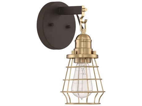 Craftmade Thatcher 1-Light Flat Black Satin Brass Vanity Light
