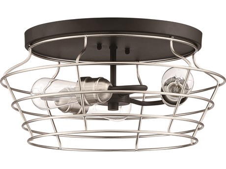 Craftmade Thatcher 3-Light Flat Black Brushed Polished Nickel Flush Mount
