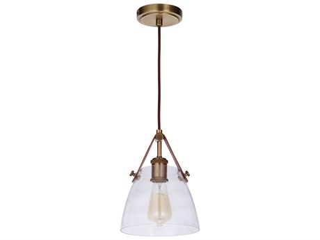 Craftmade Hagen 1-Light Vintage Brass Glass Mini Pendant