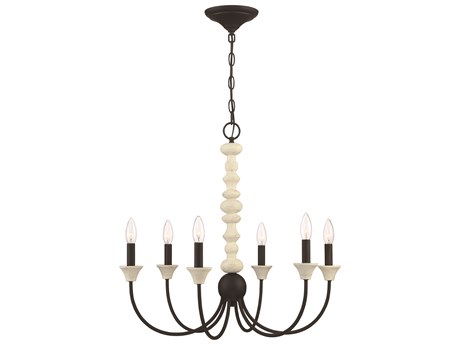 Craftmade Meadow Place 6-Light Cottage White Espresso Candelabra Chandelier