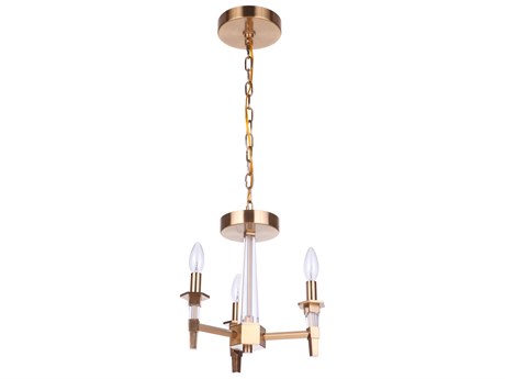 Craftmade Tarryn 3-Light Satin Brass Crystal Candelabra Chandelier