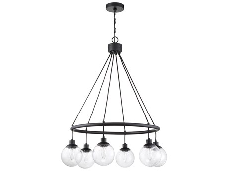 Craftmade Que 6-Light Flat Black Glass Globe Chandelier