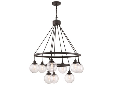 Craftmade Que 9-Light Flat Black Glass Globe Chandelier