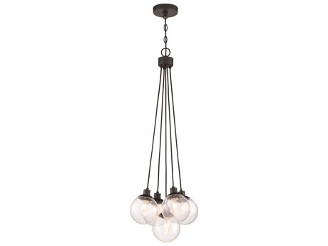 Craftmade Que 5-Light Flat Black Glass Globe Pendant