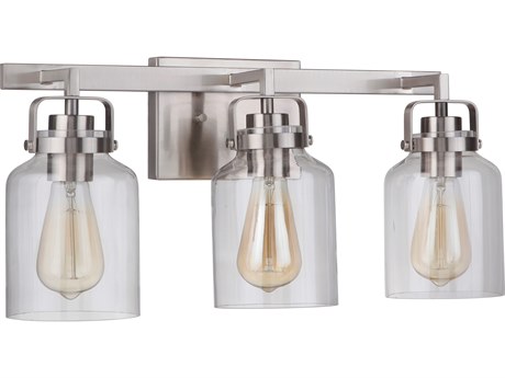 Craftmade Foxwood 3-Light Brushed Polished Nickel Glass Vanity Light
