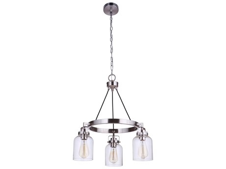Craftmade Foxwood 3-Light Brushed Polished Nickel Glass Bell Chandelier