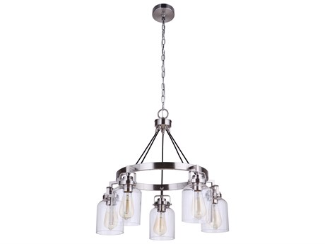 Craftmade Foxwood 5-Light Brushed Polished Nickel Glass Bell Chandelier