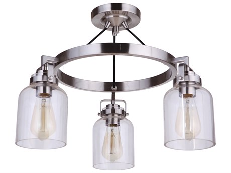 Craftmade Foxwood 3-Light Brushed Polished Nickel Glass Bell Semi Flush Mount