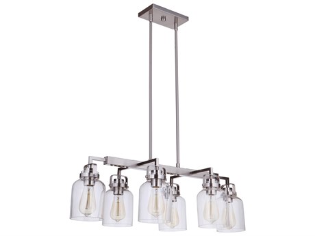 Craftmade Foxwood 6-Light Brushed Polished Nickel Glass Bell Linear Island Pendant