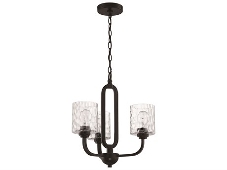 Craftmade Collins 3-Light Flat Black Glass Cylinder Chandelier