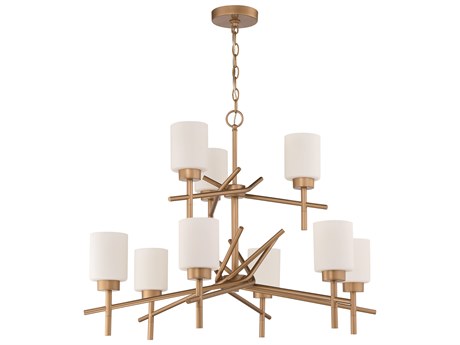 Craftmade Cadence 9-Light Soft Gold Glass Cylinder Tiered Chandelier