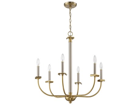 Craftmade Stanza 6-Light Brushed Polished Nickel Satin Brass Candelabra Chandelier