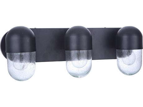 Craftmade Pill 3-Light Flat Black Glass Vanity Light
