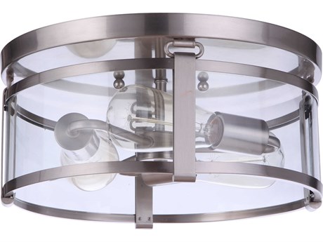 Craftmade Elliot 3-Light Brushed Polished Nickel Glass Drum Flush Mount