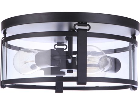 Craftmade Elliot 3-Light Flat Black Glass Drum Flush Mount