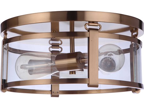 Craftmade Elliot 3-Light Satin Brass Glass Drum Flush Mount
