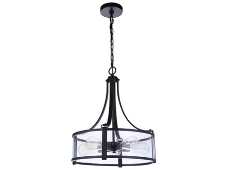 Craftmade Elliot 5-Light Flat Black Glass Drum Pendant