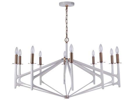Craftmade The Reserve 10-Light Matte White Satin Brass Candelabra Chandelier
