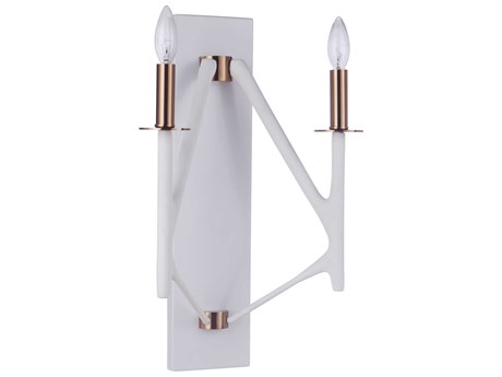 Craftmade The Reserve 2-Light Matte White Satin Brass Wall Sconce
