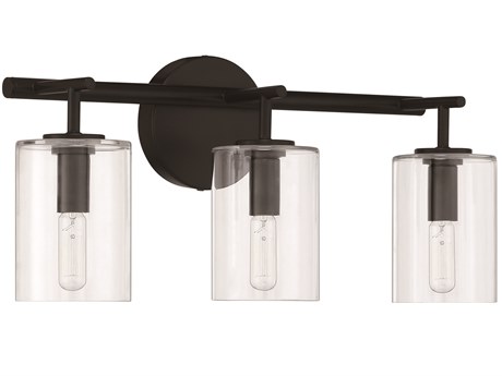 Craftmade Hailie 3-Light Flat Black Glass Vanity Light