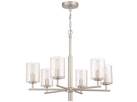Craftmade Hailie 6-Light Satin Nickel Glass Cylinder Chandelier