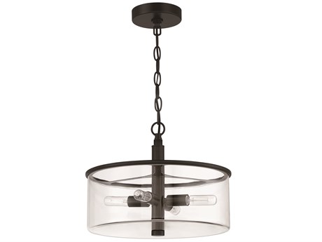 Craftmade Hailie 4-Light Flat Black Glass Drum Pendant