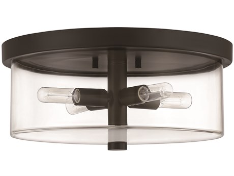 Craftmade Hailie 4-Light Flat Black Glass Drum Flush Mount