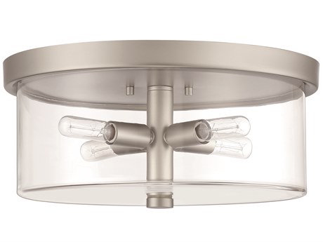 Craftmade Hailie 4-Light Satin Nickel Glass Drum Flush Mount