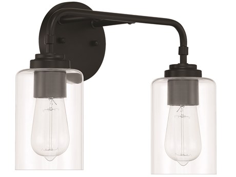 Craftmade Stowe 2-Light Flat Black Glass Vanity Light