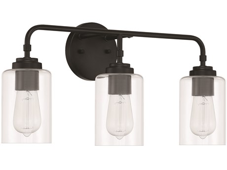 Craftmade Stowe 3-Light Flat Black Glass Vanity Light