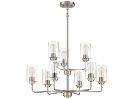 Craftmade Stowe 9-Light Brushed Polished Nickel Glass Cylinder Chandelier