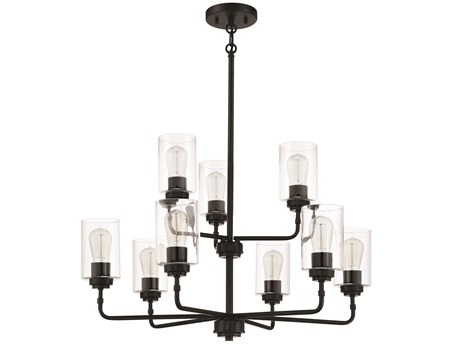 Craftmade Stowe 9-Light Flat Black Glass Cylinder Chandelier
