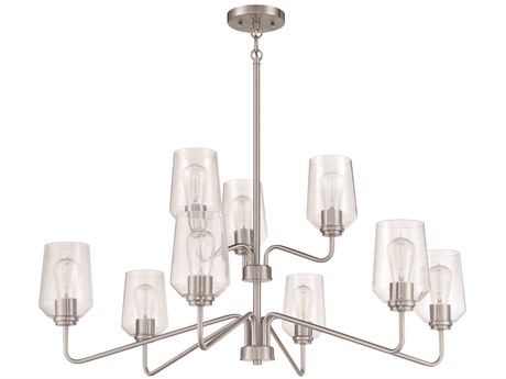 Craftmade Shayna 9-Light Brushed Polished Nickel Glass Cylinder Tiered Chandelier