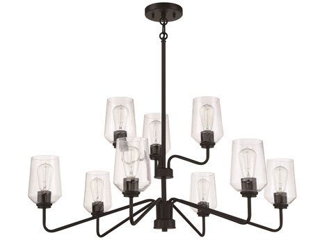 Craftmade Shayna 9-Light Flat Black Glass Cylinder Tiered Chandelier