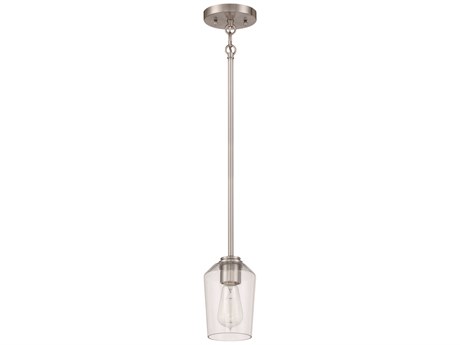 Craftmade Shayna 1-Light Brushed Polished Nickel Glass Cylinder Mini Pendant