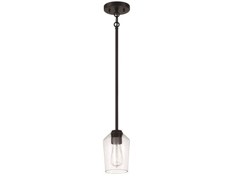Craftmade Shayna 1-Light Flat Black Glass Cylinder Mini Pendant