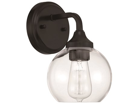 Craftmade Glenda 1-Light Flat Black Glass Vanity Light